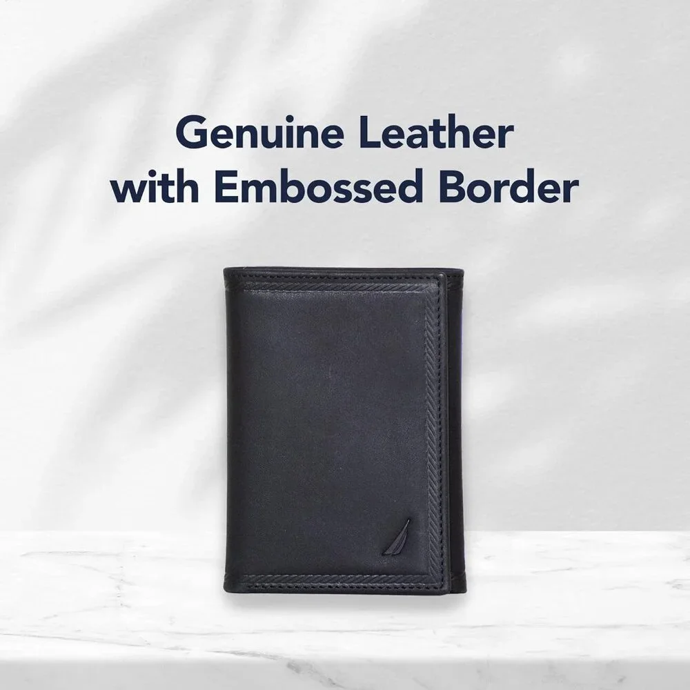Men's Classic Leather Trifold RFID Wallet (Available in Smooth or Pebble Grain)